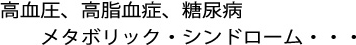 高血圧、高脂血症、糖尿病、メタリック・シンドローム…